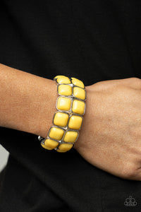 Double The DIVA-ttitude- Yellow and Silver Bracelet- Paparazzi Accessories