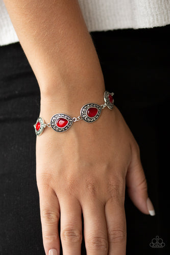 Enchantingly Ever After- Red and Silver Bracelet- Paparazzi Accessories