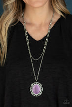 Load image into Gallery viewer, Endlessly Enchanted- Purple and Silver Necklace- Paparazzi Accessories