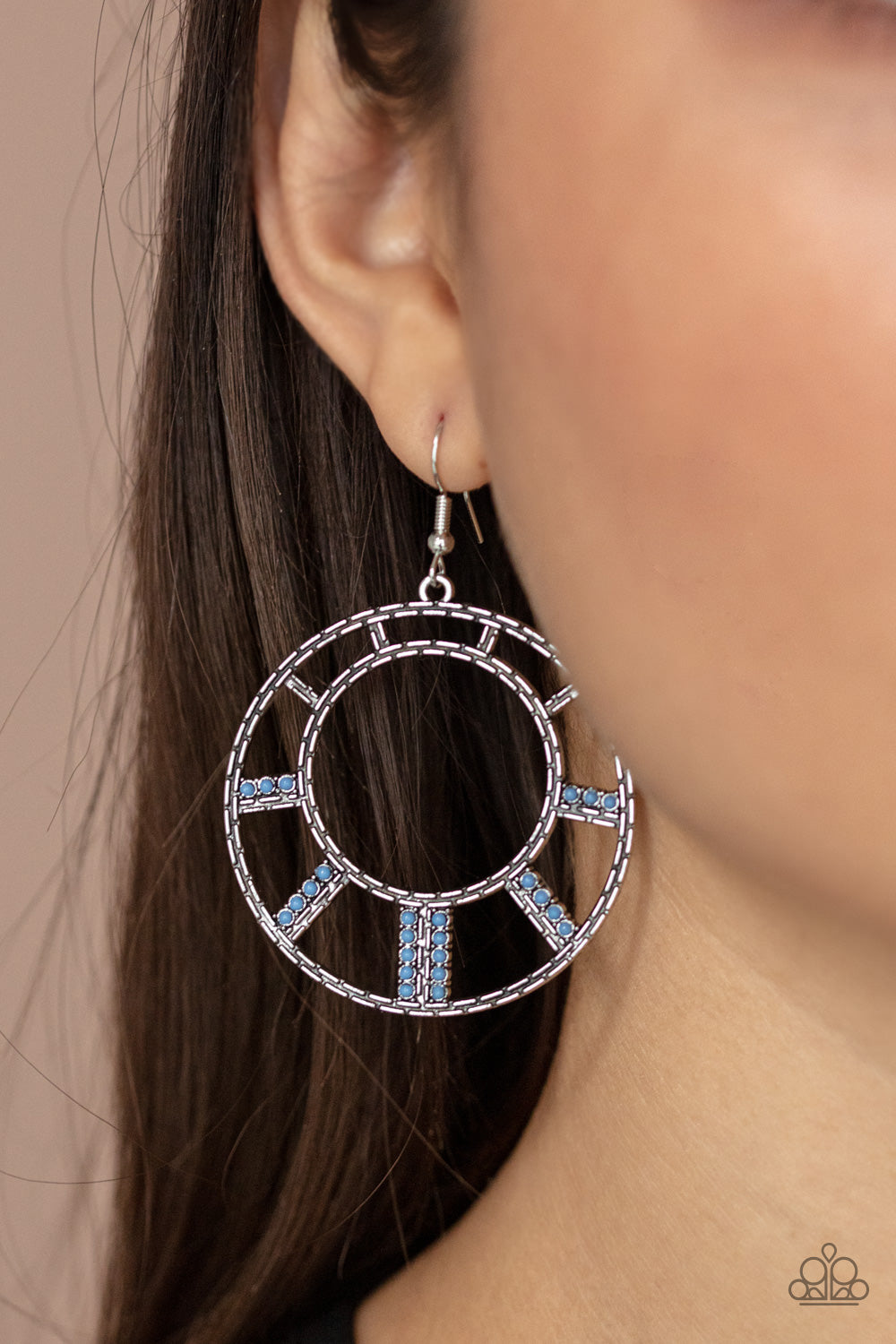 Fleek Fortress- Blue and Silver Earrings- Paparazzi Accessories