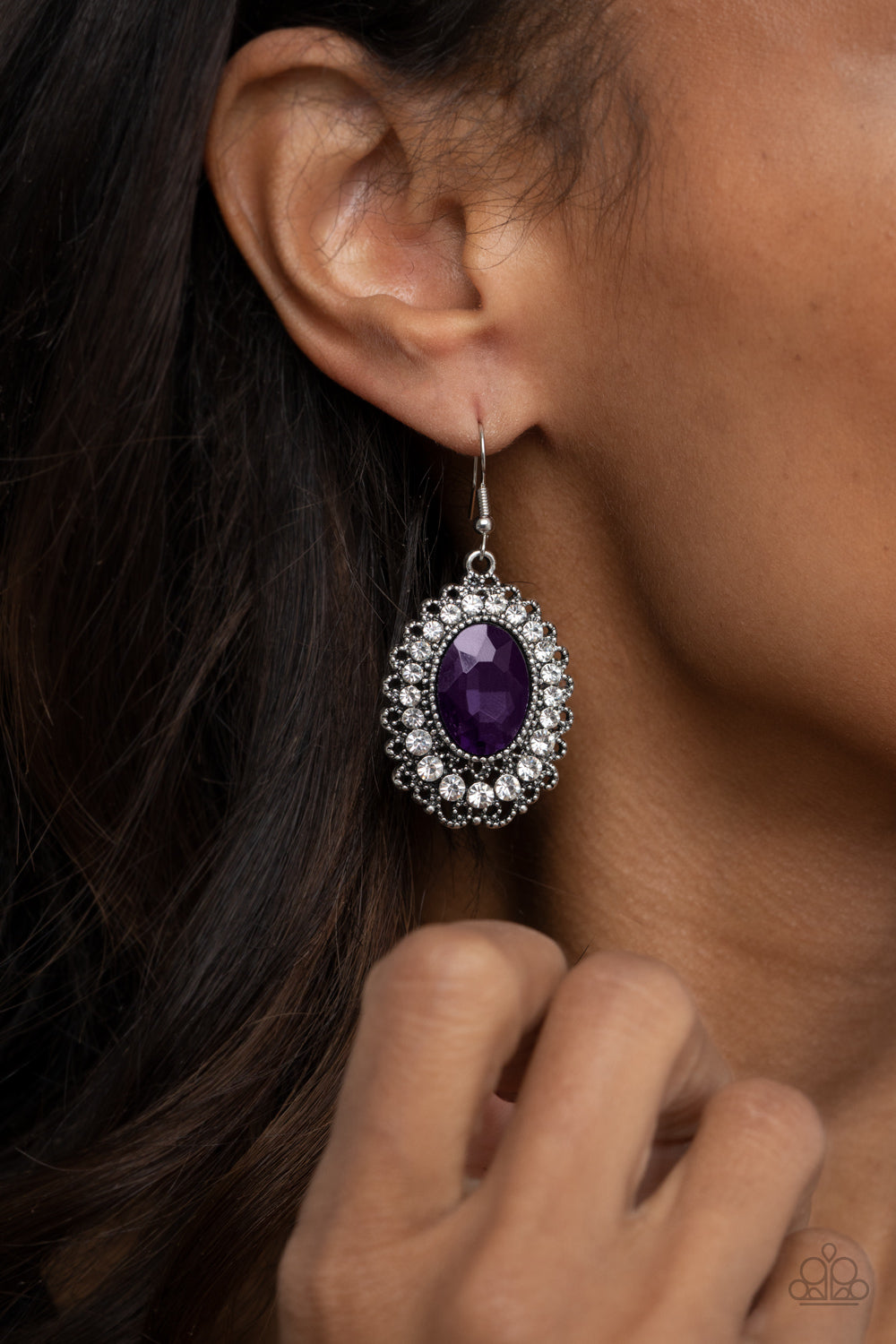 Glacial Gardens- Purple and Silver Earrings- Paparazzi Accessories
