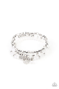 Glacial Glimmer- White and Silver Bracelets- Paparazzi Accessories