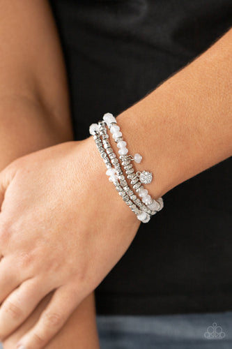 Glacial Glimmer- White and Silver Bracelets- Paparazzi Accessories