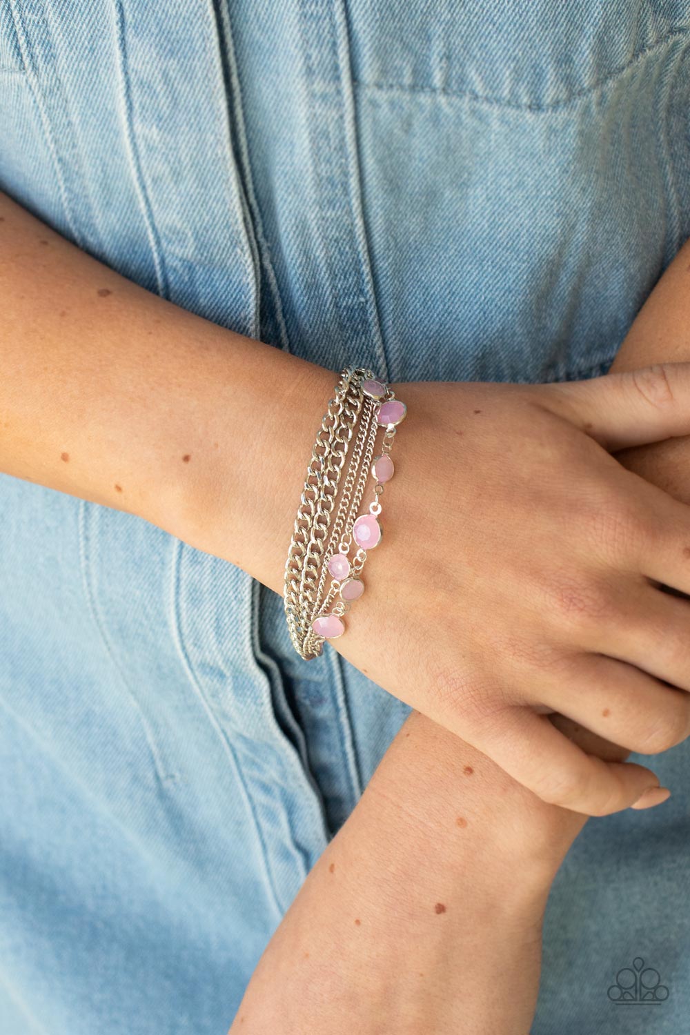 Glossy Goddess- Pink and Silver Bracelet- Paparazzi Accessories