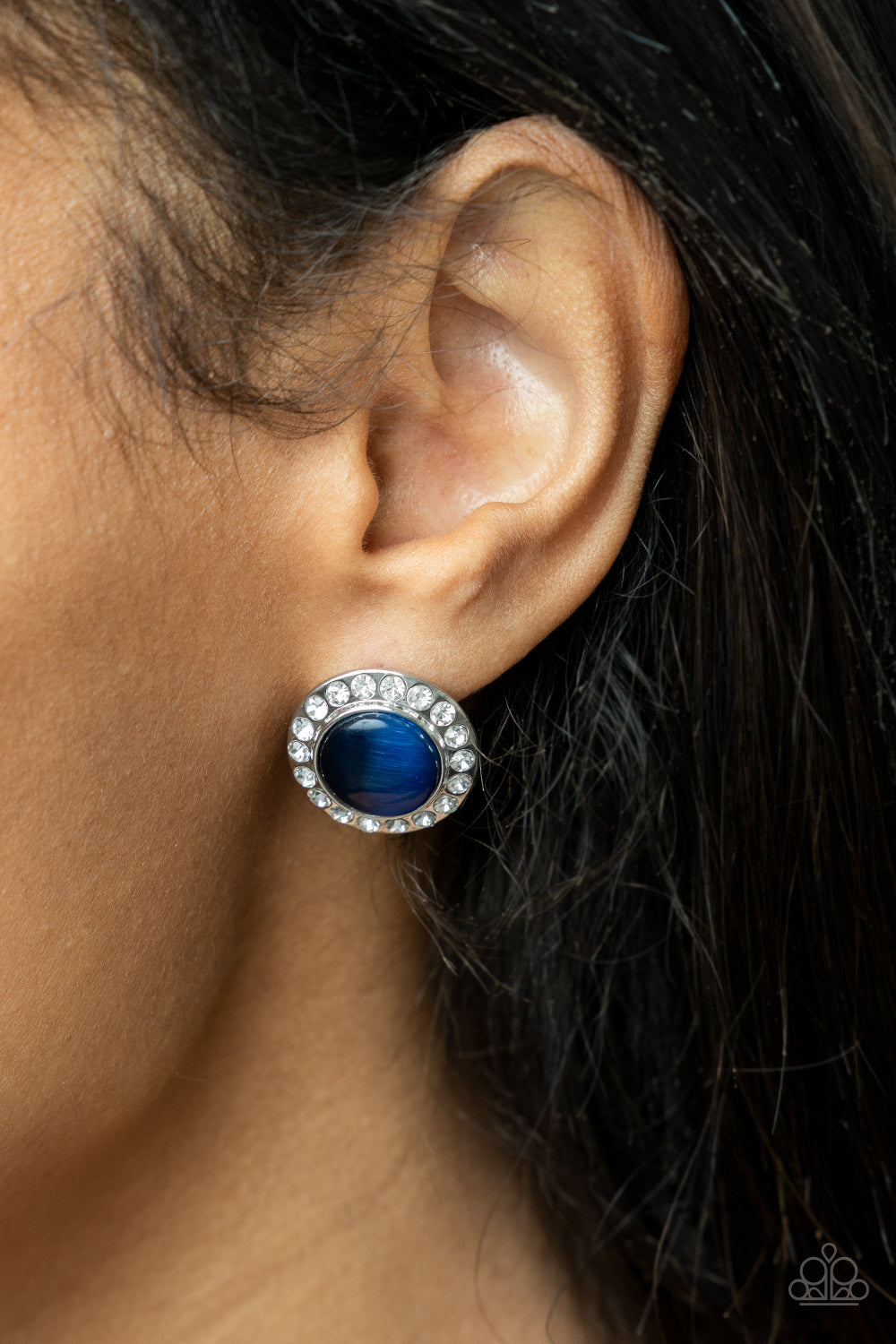 Glowing Dazzle- Blue and Silver Earrings- Paparazzi Accessories