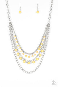 Ground Forces- Yellow and Silver Necklace- Paparazzi Accessories