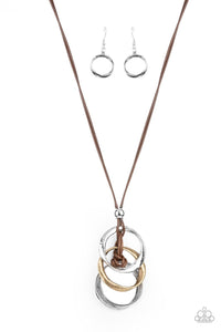 Harmonious Hardware- Brown and Silver Necklace- Paparazzi Accessories