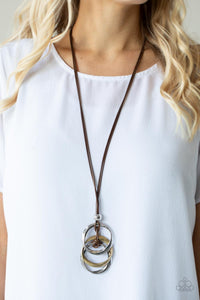 Harmonious Hardware- Brown and Silver Necklace- Paparazzi Accessories