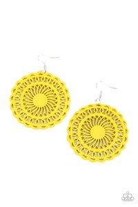 Island Sun- Yellow and Silver Earrings- Paparazzi Accessories