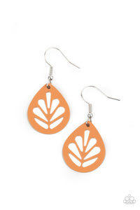 LEAF Yourself Wide Open- Orange and Silver Earrings- Paparazzi Accessories