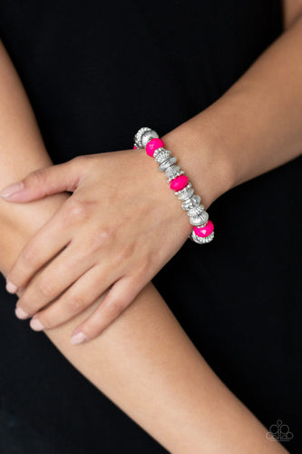 Live Life To The COLOR-fullest- Pink and Silver Bracelet- Paparazzi Accessories