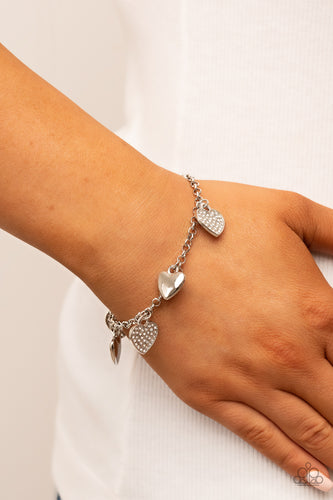 Lusty Lockets- White and Silver Bracelet- Paparazzi Accessories