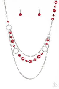 Party Dress Princess- Red and Silver Necklace- Paparazzi Accessories