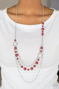 Party Dress Princess- Red and Silver Necklace- Paparazzi Accessories