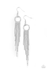 Pass The Glitter- White and Silver Earrings- Paparazzi Accessories
