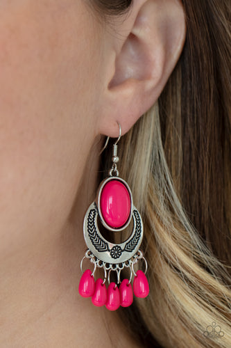 Prairie Flirt- Pink and Silver Earrings- Paparazzi Accessories