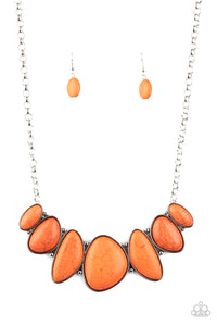 Primitive- Orange and Silver Necklace- Paparazzi Accessories
