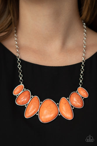 Primitive- Orange and Silver Necklace- Paparazzi Accessories