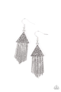 Pyramid SHEEN- Silver Earrings- Paparazzi Accessories
