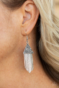 Pyramid SHEEN- Silver Earrings- Paparazzi Accessories
