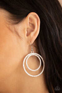 Radiating Refinement- White and Silver Earrings- Paparazzi Accessories