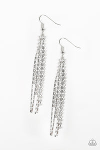 Red Carpet Bombshell- White and Silver Earrings- Paparazzi Accessories