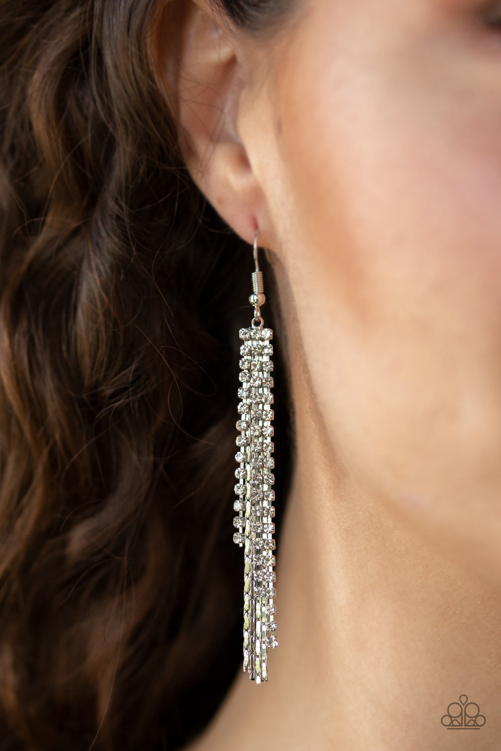 Red Carpet Bombshell- White and Silver Earrings- Paparazzi Accessories