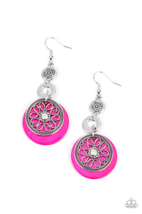 Royal Marina- Pink and Silver Earrings- Paparazzi Accessories