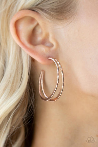 Rustic Curves- Rose Gold Earrings- Paparazzi Accessories