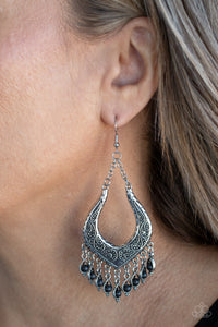 Sahara Fiesta- Black and Silver Earrings- Paparazzi Accessories