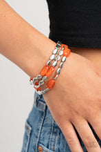 Load image into Gallery viewer, Sorry To Burst Your BAUBLE- Orange and Silver Bracelets- Paparazzi Accessories