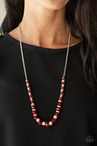 Stratosphere Sparkle- Red and Silver Necklace- Paparazzi Accessories