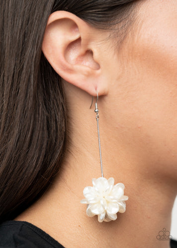 Swing Big- White and Silver Earrings- Paparazzi Accessories