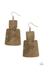 Load image into Gallery viewer, Tagging Along- Brass Earrings- Paparazzi Accessories