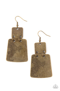 Tagging Along- Brass Earrings- Paparazzi Accessories