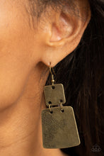 Load image into Gallery viewer, Tagging Along- Brass Earrings- Paparazzi Accessories