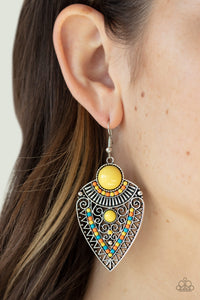 Tribal Territory- Multicolored Silver Earrings- Paparazzi Accessories