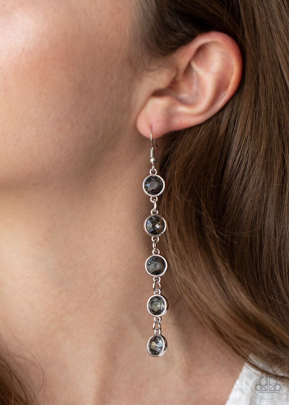 Trickle Down Twinkle- Silver Earrings- Paparazzi Accessories