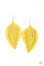 Load image into Gallery viewer, Tropical Foliage- Yellow Wooden Earrings- Paparazzi Accessories