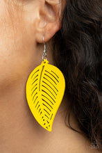 Load image into Gallery viewer, Tropical Foliage- Yellow Wooden Earrings- Paparazzi Accessories