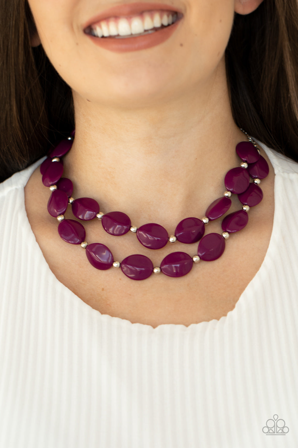 Two-Story Stunner- Purple and Silver Necklace- Paparazzi Accessories