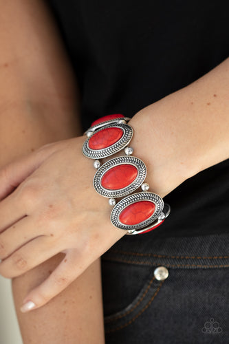 Until The Cows Come HOMESTEAD- Red and Silver Bracelet- Paparazzi Accessories