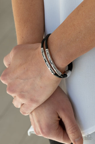What A WANDER-ful World- Black and Silver Bracelet- Paparazzi Accessories