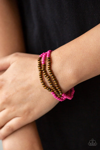 Woodland Wanderer- Pink and Brown Bracelets- Paparazzi Accessories