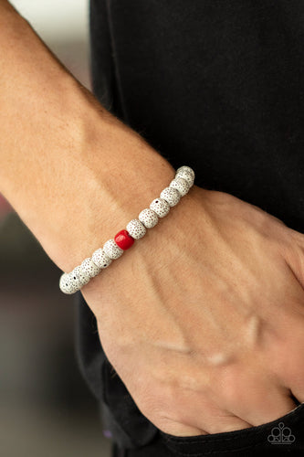 ZEN Second Rule- Red and White Bracelet- Paparazzi Accessories