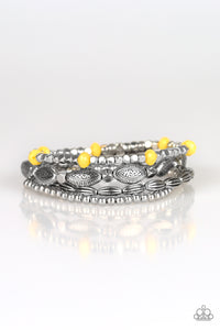 Full Of WANDER- Yellow and Silver Bracelets- Paparazzi Accessories