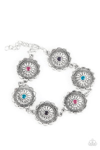 Funky Flower Child- Silver and Multi Colored Bracelet- Paparazzi Accessories