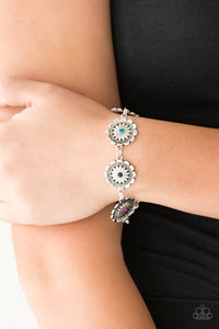 Funky Flower Child- Silver and Multi Colored Bracelet- Paparazzi Accessories