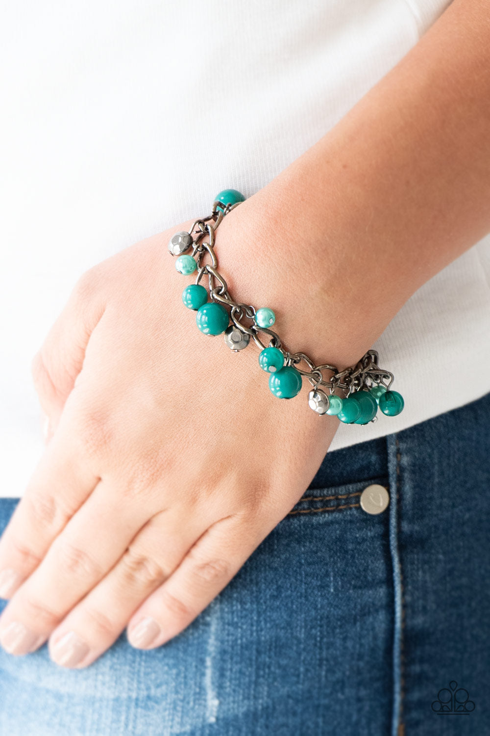 Hold My Drink- Green and Gunmetal Bracelet- Paparazzi Accessories