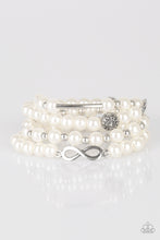 Load image into Gallery viewer, Limitless Luxury- White and Silver Bracelets- Paparazzi Accessories